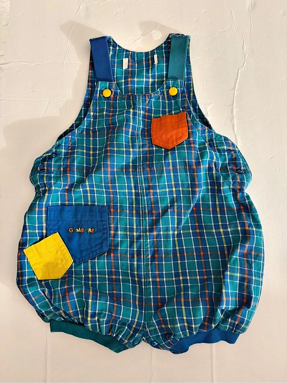 Vintage Gymboree Kids Plaid Romper in Blue & Yellow Like New